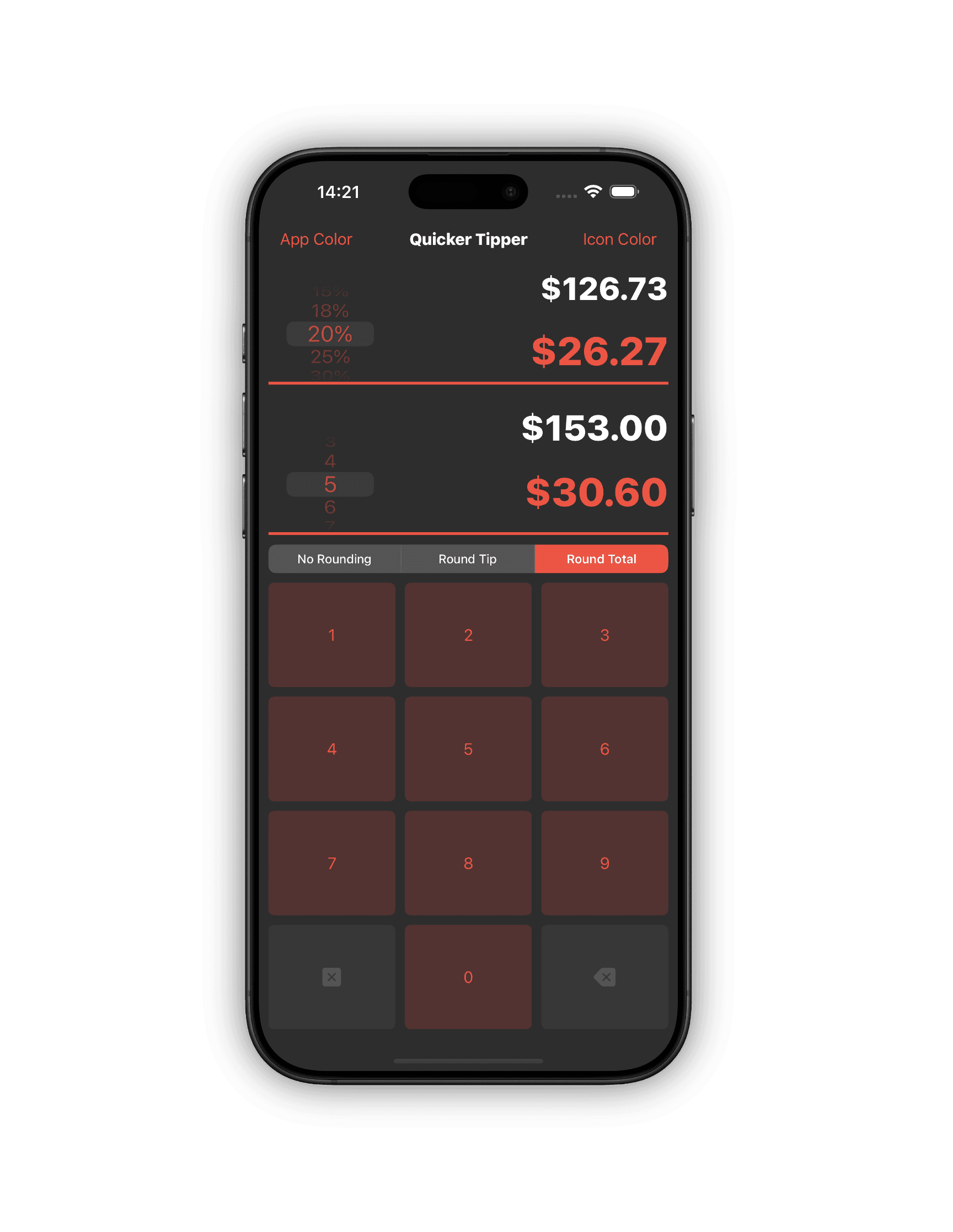 Quicker Tipper app screen